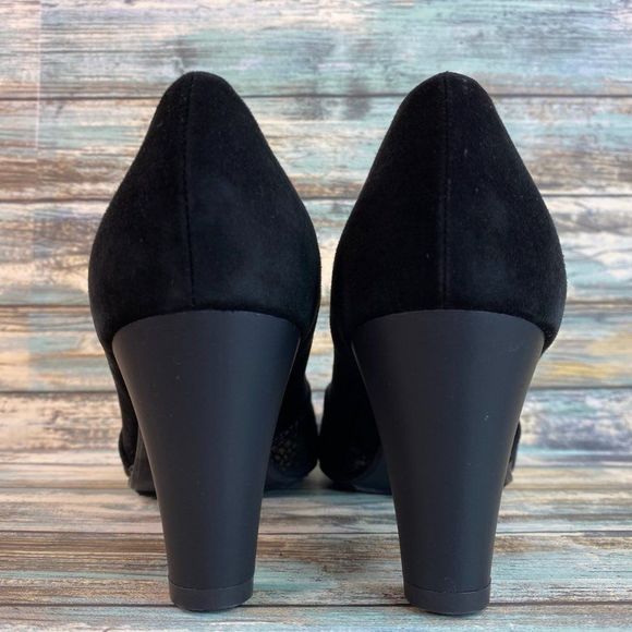 Brunate Womens Black Suede Pumps Heels Size 7-7.5M Handmade Pointed Toe Formal - Picture 6 of 13